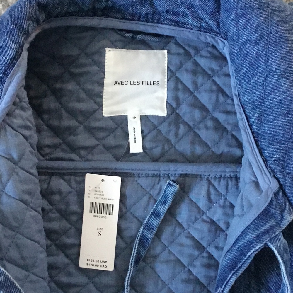 Avec Les Filles Blue Quilted Jean Jacket - Picture 2 of 4